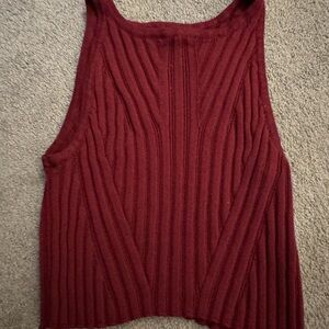 Elegant Burgundy Ribbed Tank Top